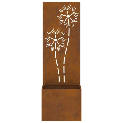 Vaso da Giardino con Pannello Decorativo Ruggine 50 x 140 cm