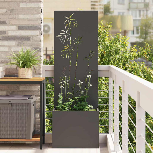 Vaso da Giardino con Pannello Decorativo Nero 50 x 140 cm