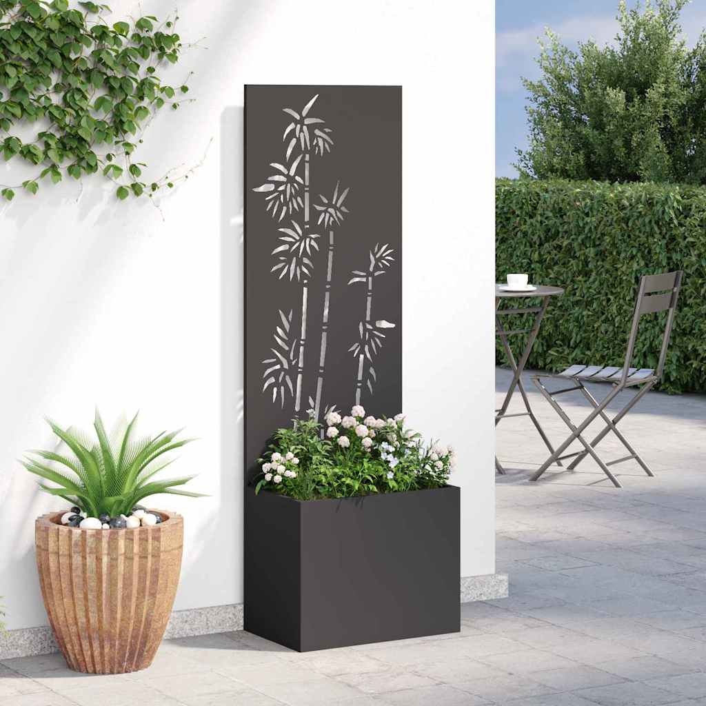 Vaso da Giardino con Pannello Decorativo Nero 50 x 140 cm