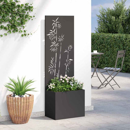 Vaso da Giardino con Pannello Decorativo Nero 50 x 140 cm