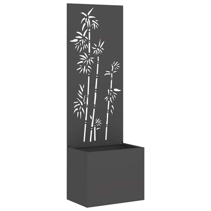 Vaso da Giardino con Pannello Decorativo Nero 50 x 140 cm