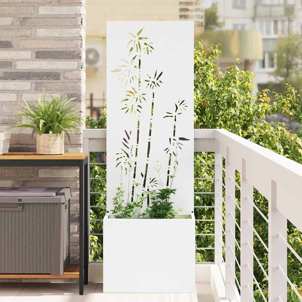 Vaso da Giardino con Pannello Decorativo Bianco 50 x 140 cm
