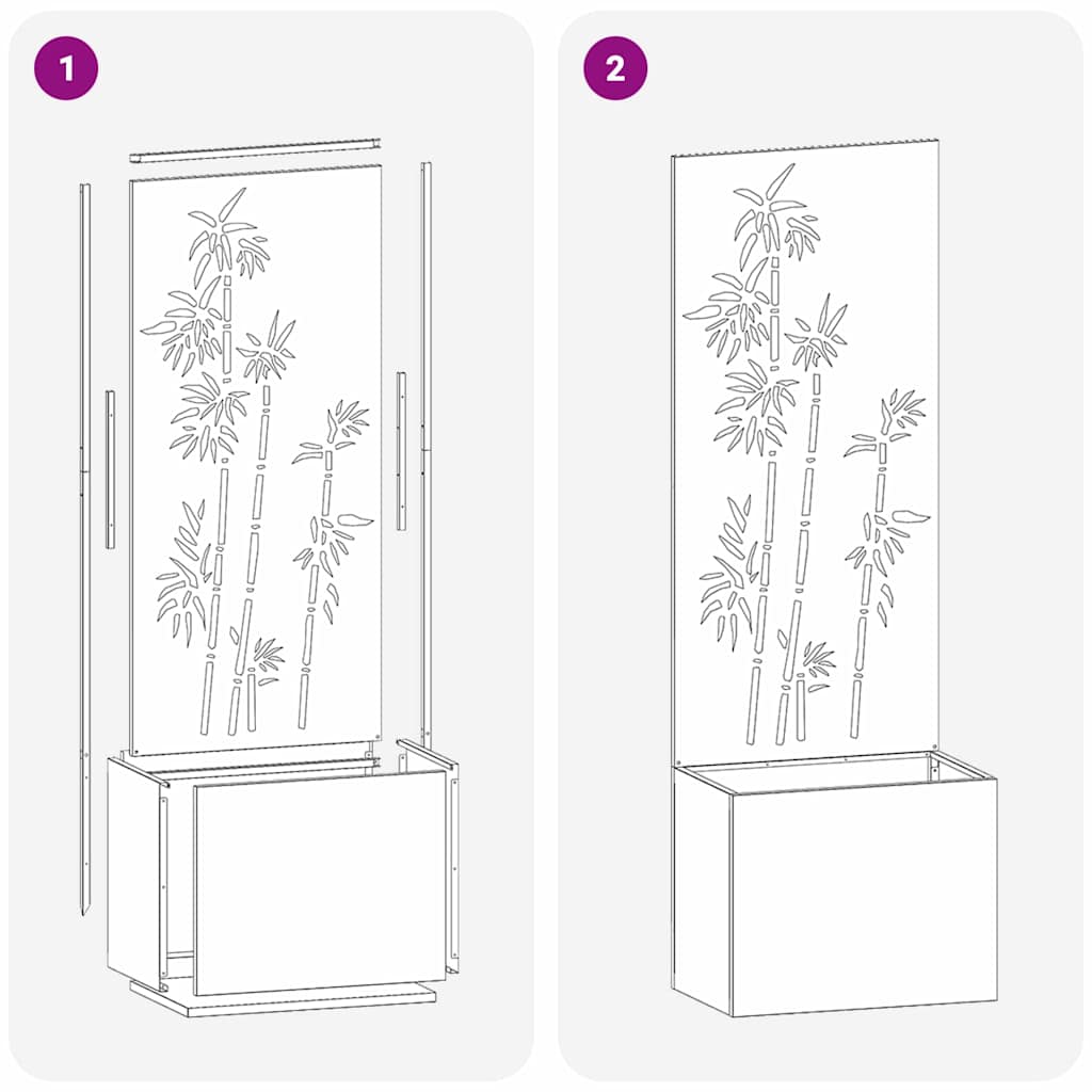 Vaso da Giardino con Pannello Decorativo Antracite 50 x 140 cm