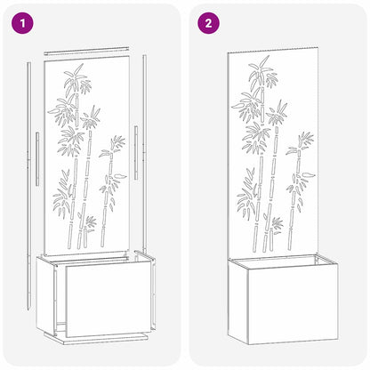 Vaso da Giardino con Pannello Decorativo Antracite 50 x 140 cm