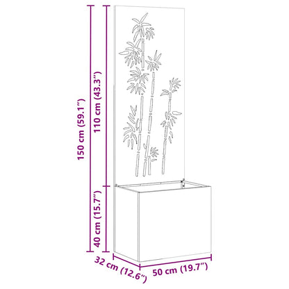 Vaso da Giardino con Pannello Decorativo Argento 50 x 140 cm