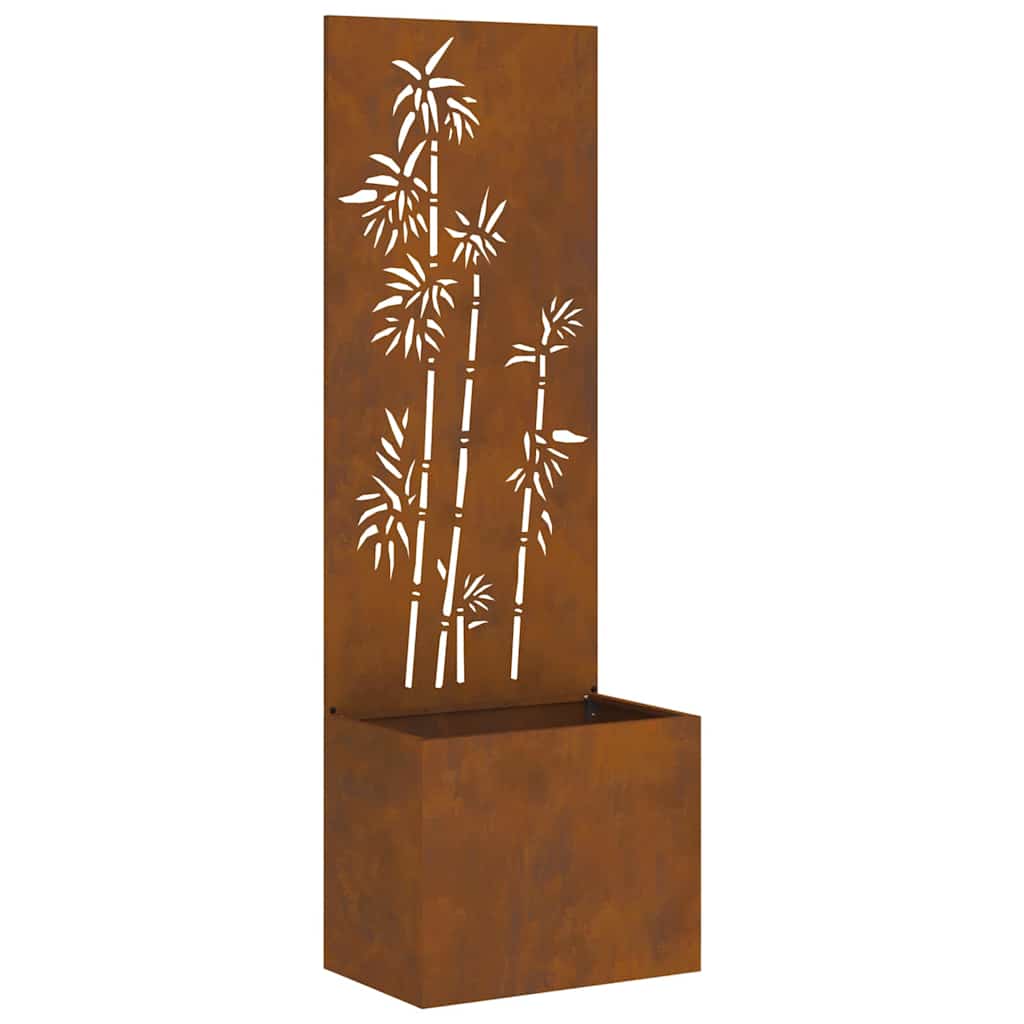 Vaso da Giardino con Pannello Decorativo Ruggine 50 x 140 cm