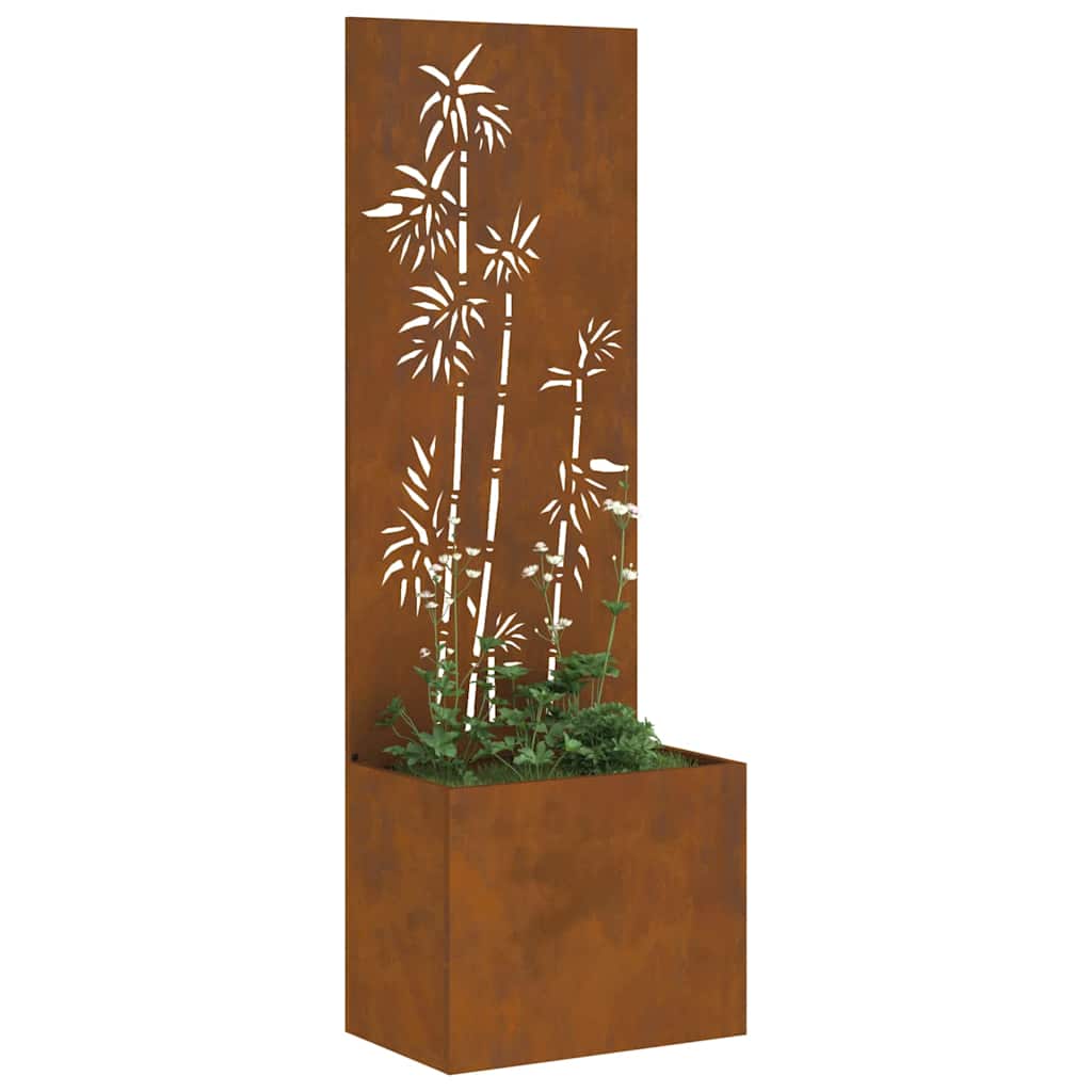 Vaso da Giardino con Pannello Decorativo Ruggine 50 x 140 cm