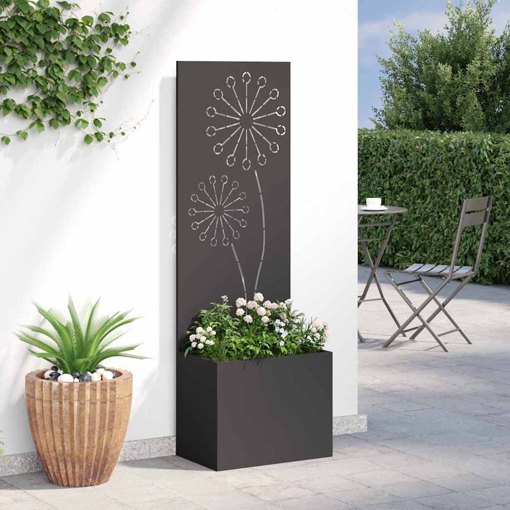 Vaso da Giardino con Pannello Decorativo Nero 50 x 140 cm