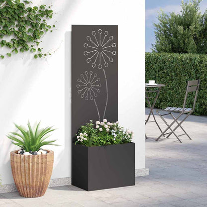 Vaso da Giardino con Pannello Decorativo Nero 50 x 140 cm