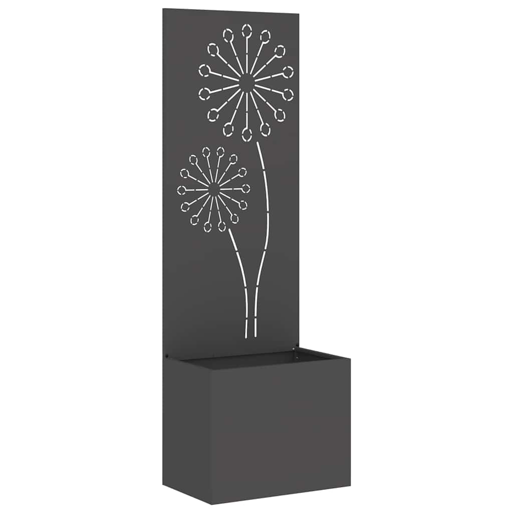 Vaso da Giardino con Pannello Decorativo Nero 50 x 140 cm