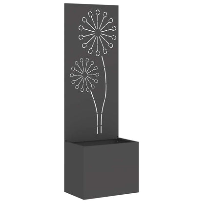 Vaso da Giardino con Pannello Decorativo Nero 50 x 140 cm