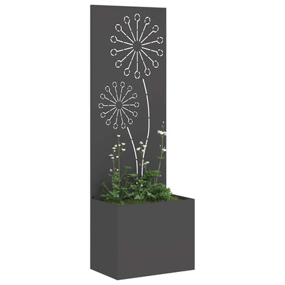 Vaso da Giardino con Pannello Decorativo Nero 50 x 140 cm