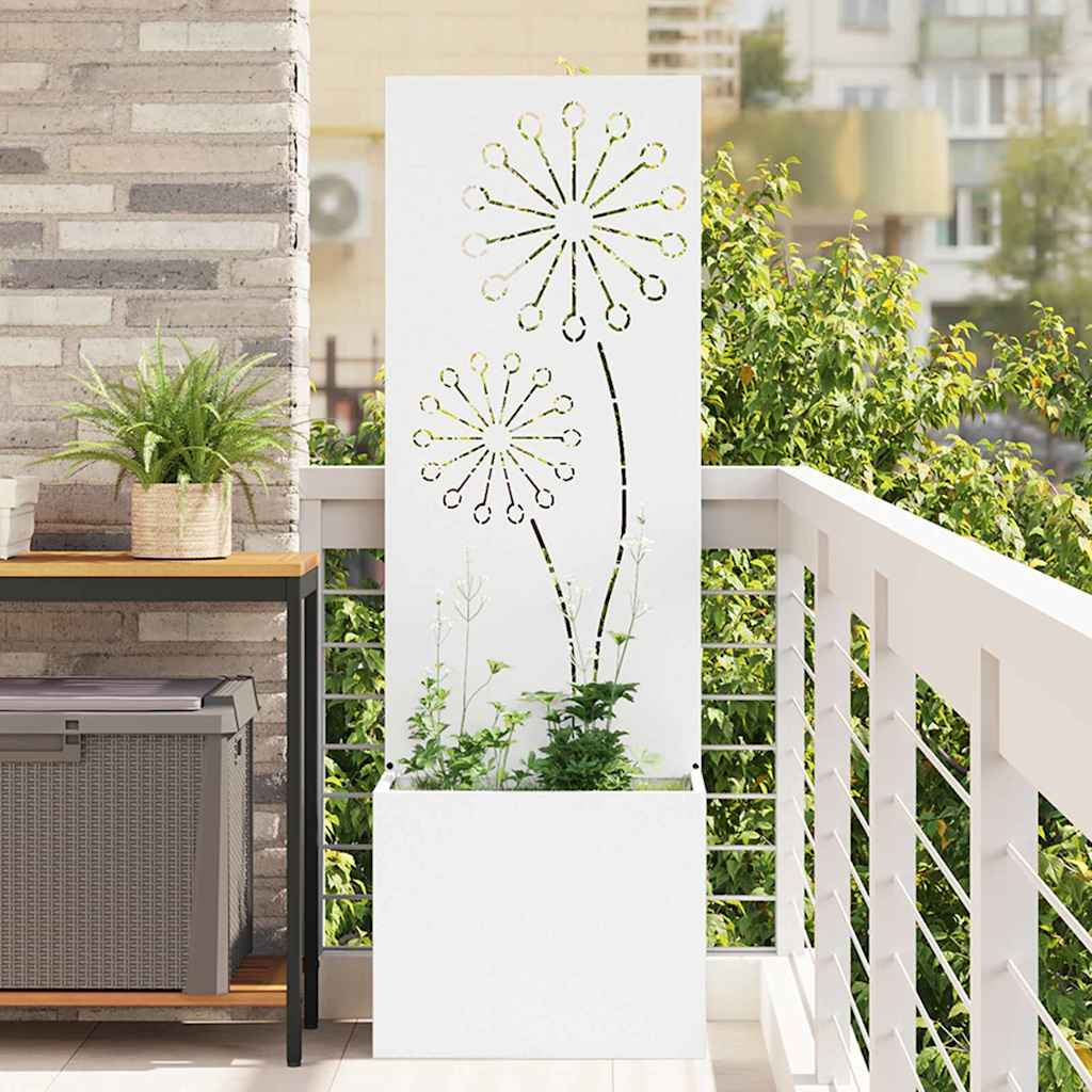 Vaso da Giardino con Pannello Decorativo Bianco 50 x 140 cm