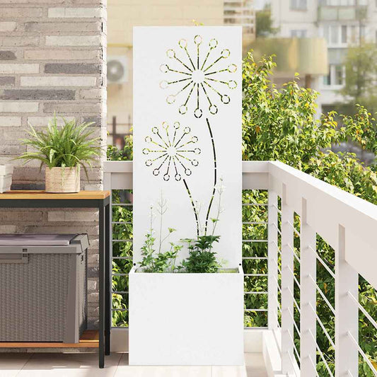 Vaso da Giardino con Pannello Decorativo Bianco 50 x 140 cm