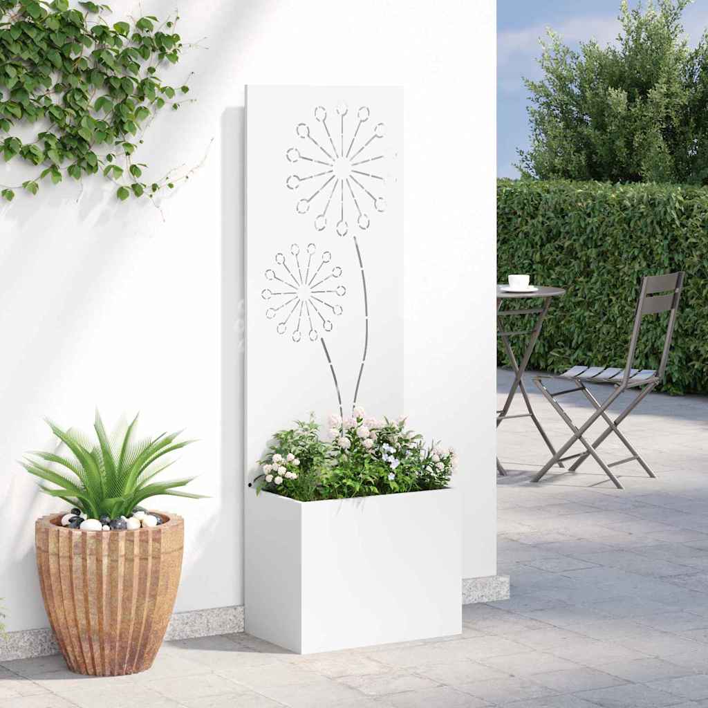 Vaso da Giardino con Pannello Decorativo Bianco 50 x 140 cm