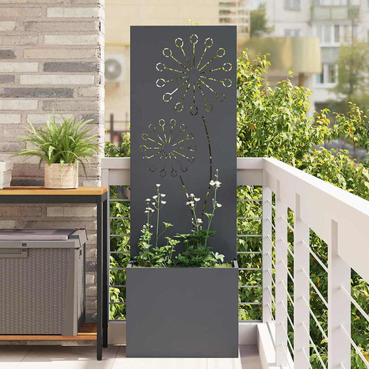 Vaso da Giardino con Pannello Decorativo Antracite 50 x 140 cm
