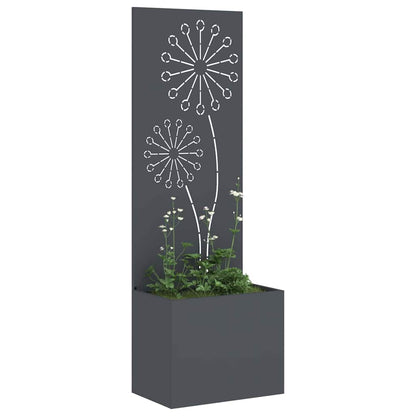 Vaso da Giardino con Pannello Decorativo Antracite 50 x 140 cm