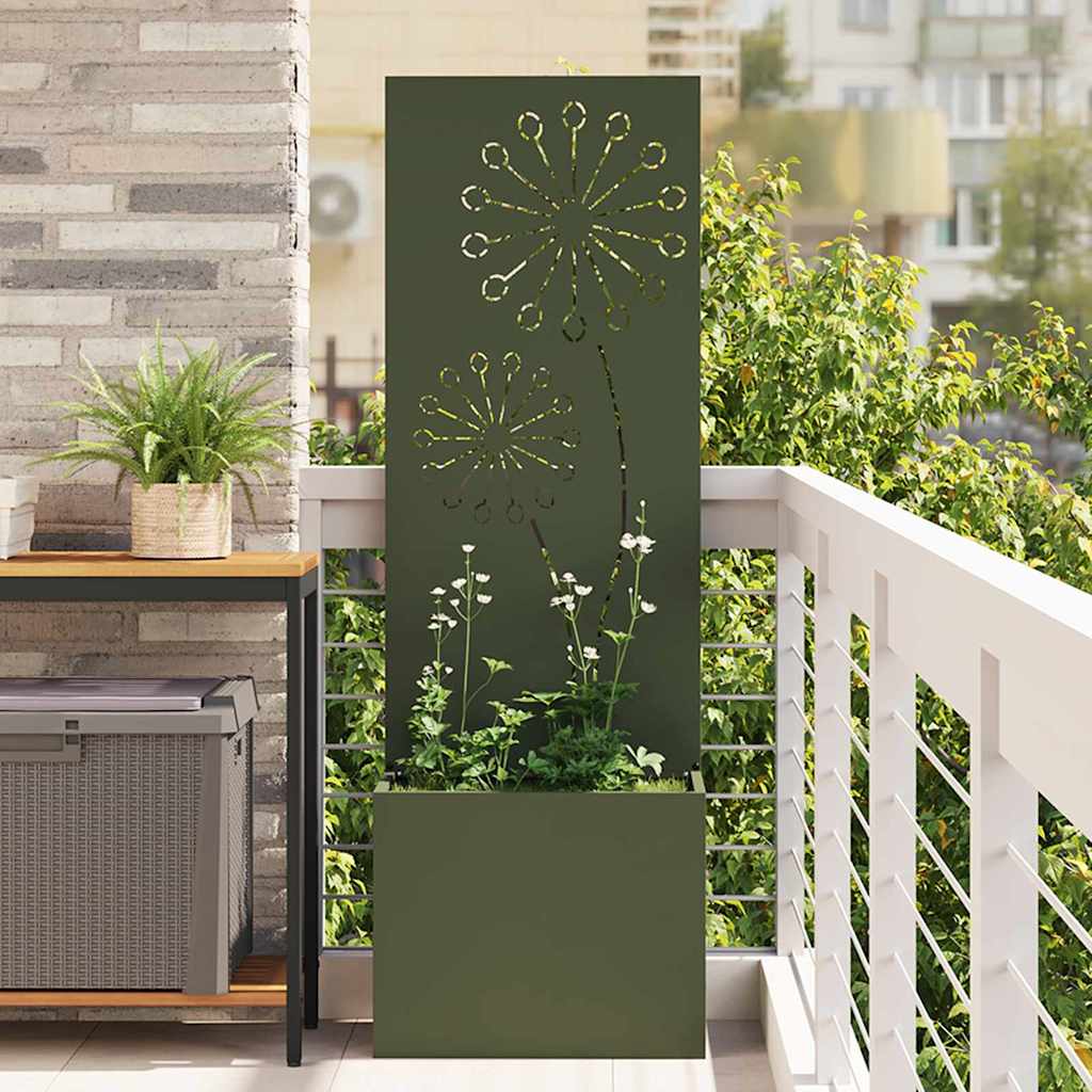 Vaso da Giardino con Pannello Decorativo Oliver verde