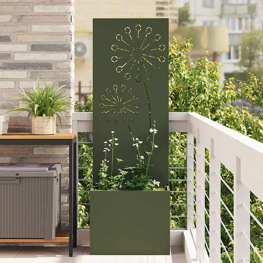 Vaso da Giardino con Pannello Decorativo Oliver verde