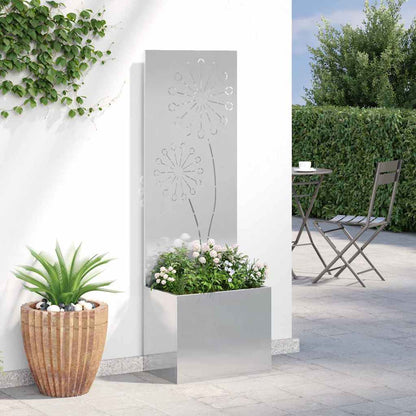 Vaso da Giardino con Pannello Decorativo Argento 50 x 140 cm
