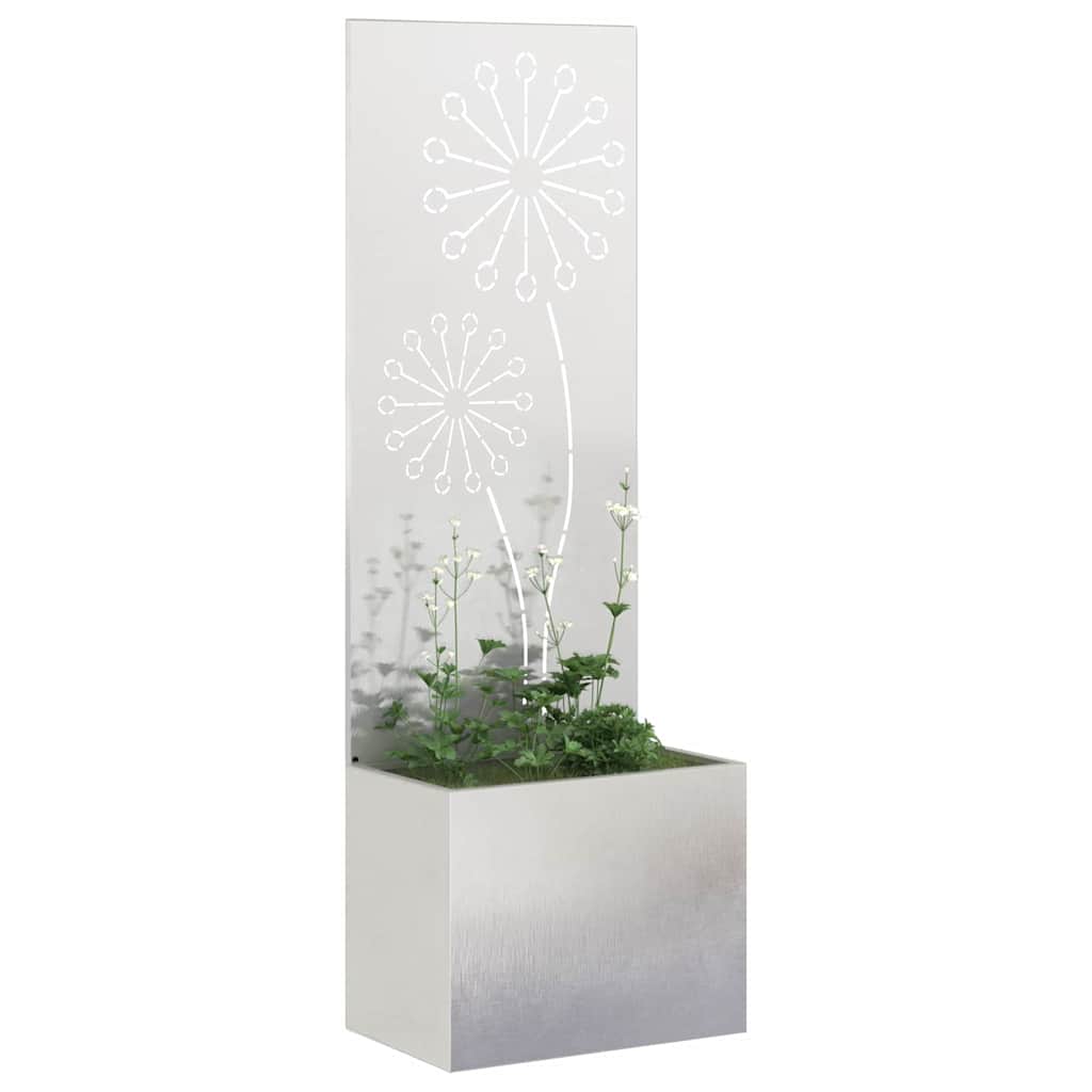 Vaso da Giardino con Pannello Decorativo Argento 50 x 140 cm