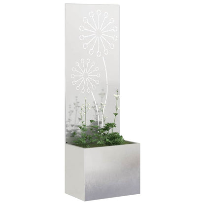 Vaso da Giardino con Pannello Decorativo Argento 50 x 140 cm