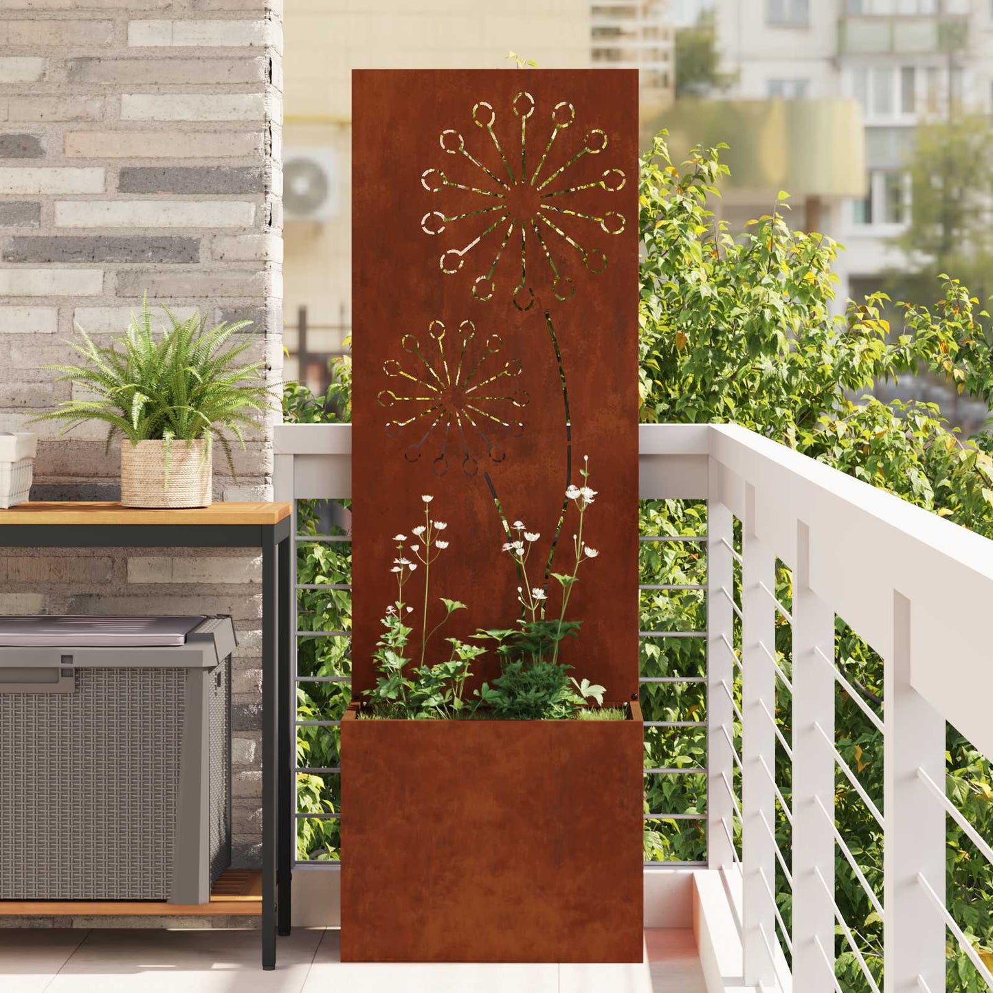 Schermo per privacy in giardino Traforo Ruggine 50 x 150 cm