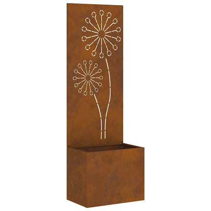Vaso da Giardino con Pannello Decorativo Ruggine 50 x 140 cm
