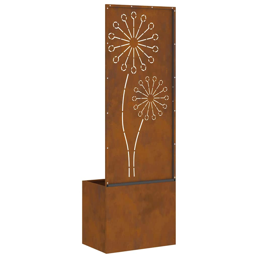 Vaso da Giardino con Pannello Decorativo Ruggine 50 x 140 cm