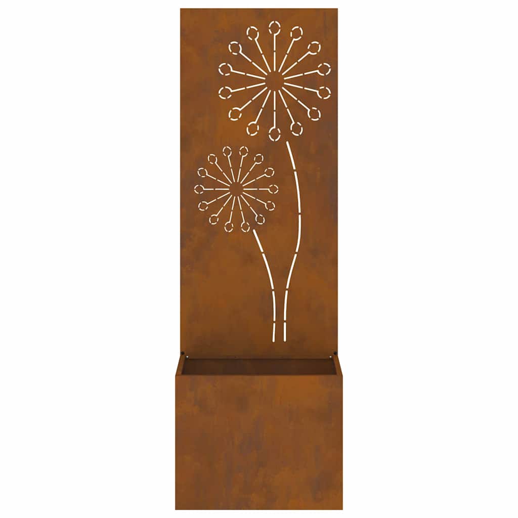 Vaso da Giardino con Pannello Decorativo Ruggine 50 x 140 cm