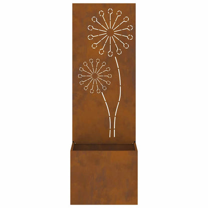 Vaso da Giardino con Pannello Decorativo Ruggine 50 x 140 cm