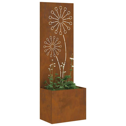 Vaso da Giardino con Pannello Decorativo Ruggine 50 x 140 cm