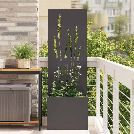 Vaso da Giardino con Pannello Decorativo Nero 50 x 140 cm
