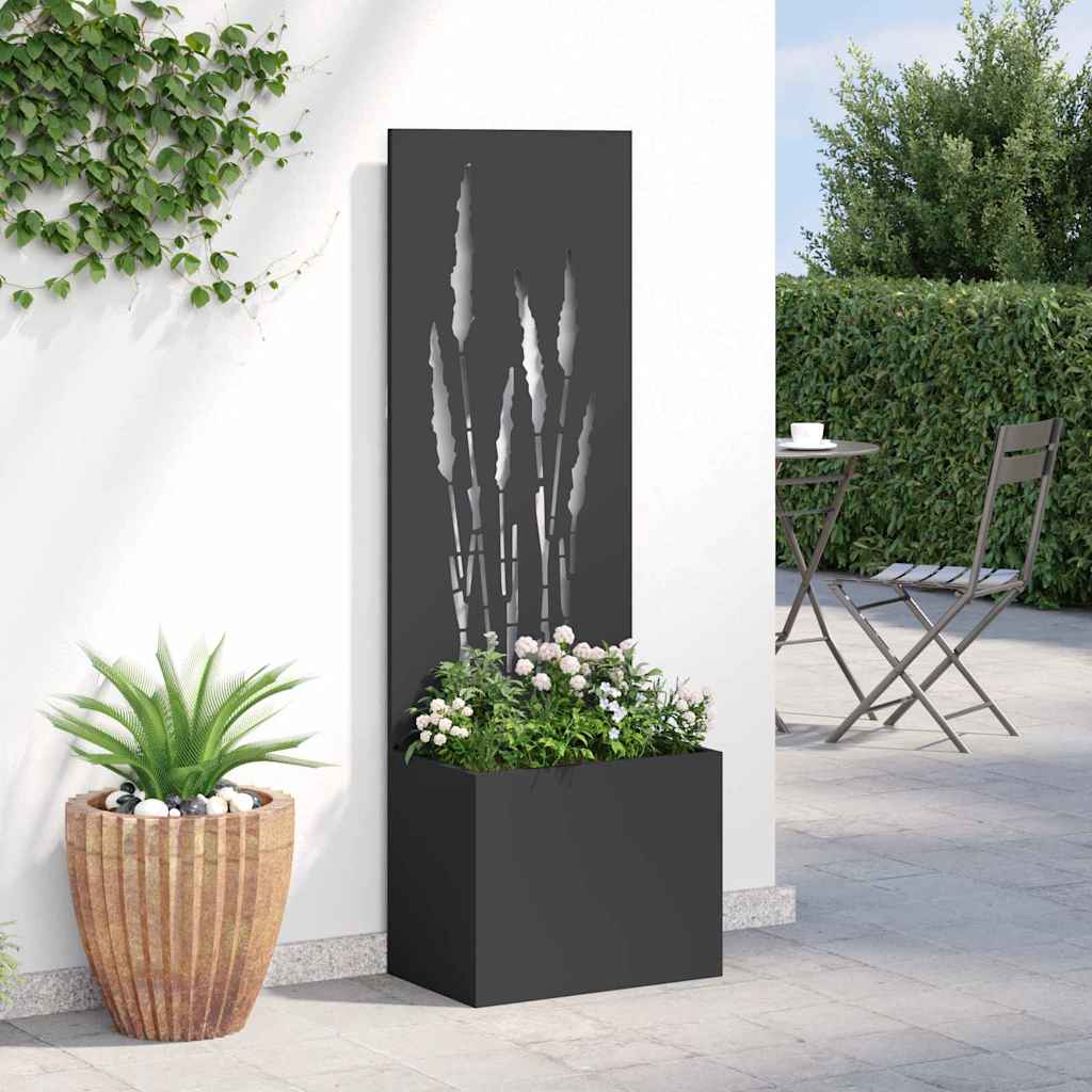 Vaso da Giardino con Pannello Decorativo Nero 50 x 140 cm