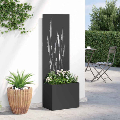 Vaso da Giardino con Pannello Decorativo Nero 50 x 140 cm