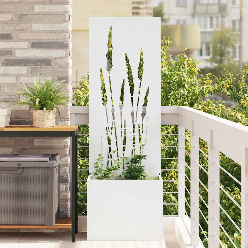 Vaso da Giardino con Pannello Decorativo Bianco 50 x 140 cm