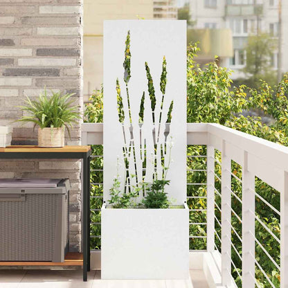 Vaso da Giardino con Pannello Decorativo Bianco 50 x 140 cm