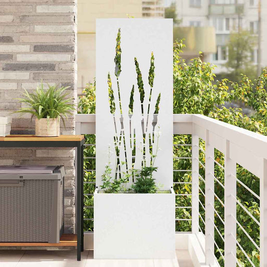 Vaso da Giardino con Pannello Decorativo Bianco 50 x 140 cm