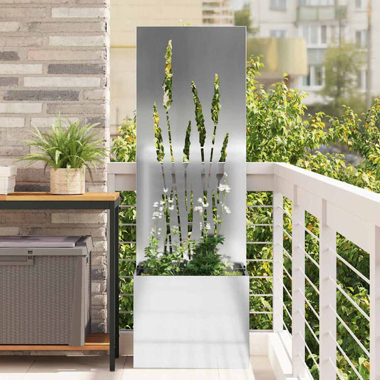 Vaso da Giardino con Pannello Decorativo Argento 50 x 140 cm