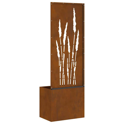 Vaso da Giardino con Pannello Decorativo Ruggine 50 x 140 cm