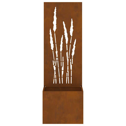Vaso da Giardino con Pannello Decorativo Ruggine 50 x 140 cm