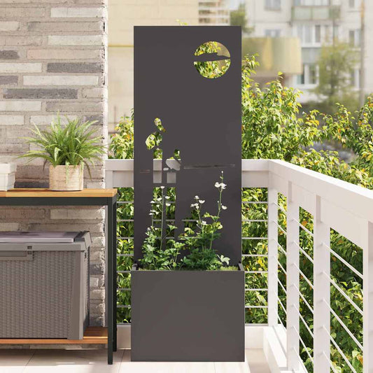 Vaso da Giardino con Pannello Decorativo Nero 50 x 140 cm