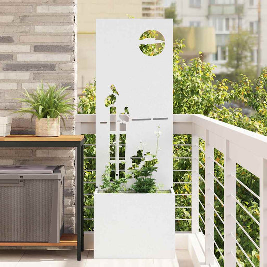Vaso da Giardino con Pannello Decorativo Bianco 50 x 140 cm