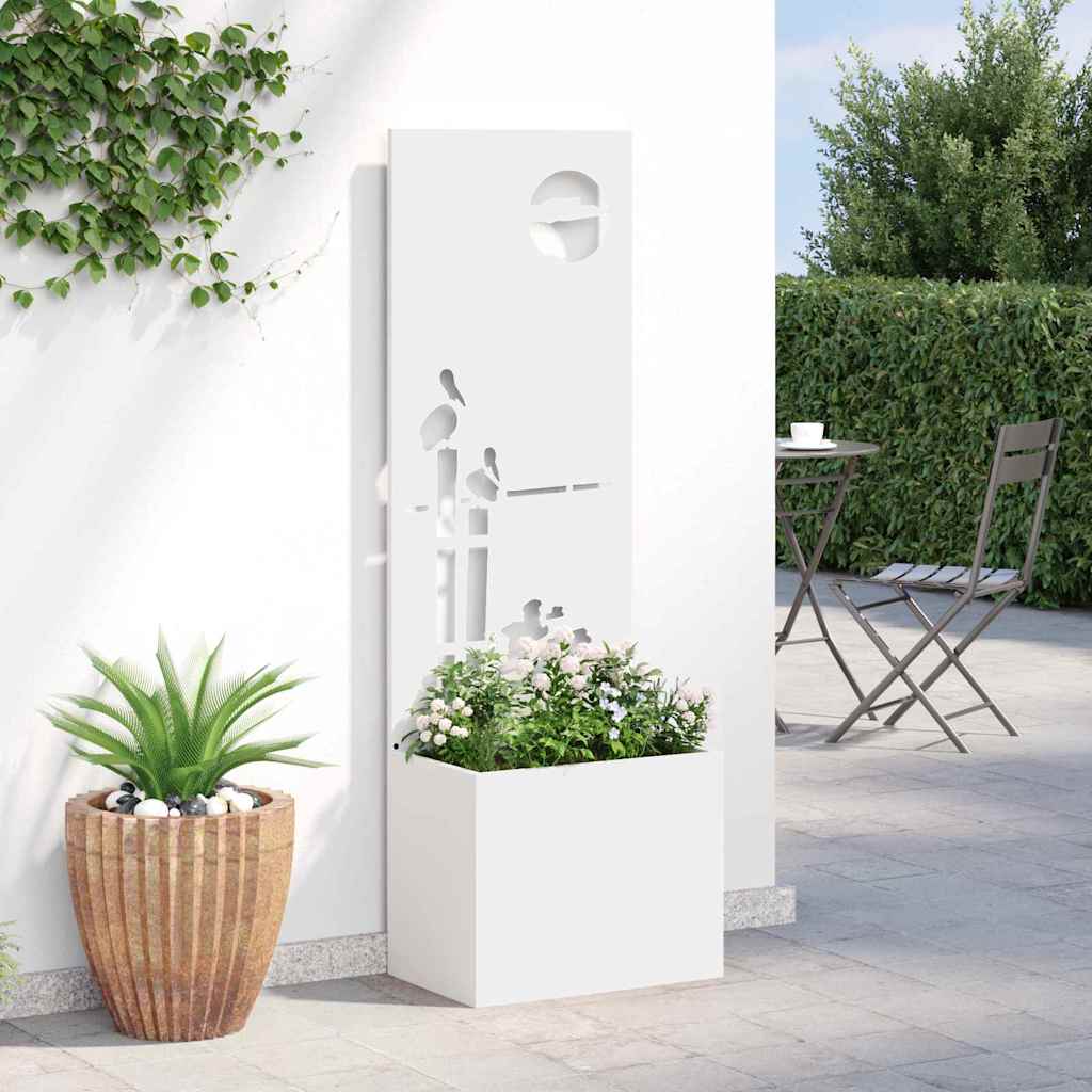 Vaso da Giardino con Pannello Decorativo Bianco 50 x 140 cm