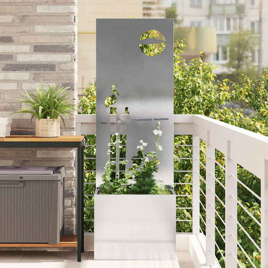Vaso da Giardino con Pannello Decorativo Argento 50 x 140 cm