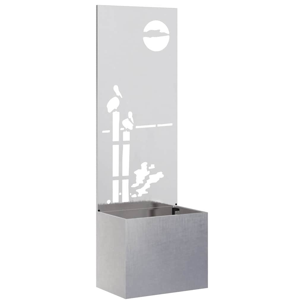 Vaso da Giardino con Pannello Decorativo Argento 50 x 140 cm
