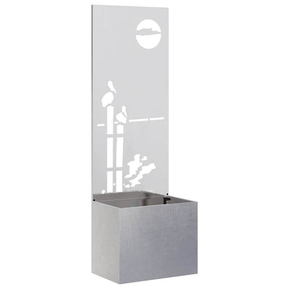 Vaso da Giardino con Pannello Decorativo Argento 50 x 140 cm
