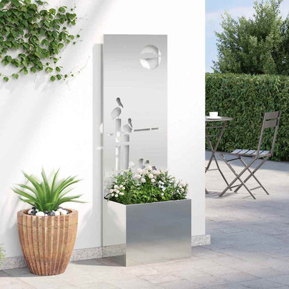 Vaso da Giardino con Pannello Decorativo Argento 50 x 140 cm