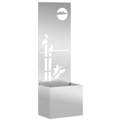 Vaso da Giardino con Pannello Decorativo Argento 50 x 140 cm