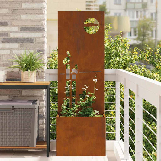 Vaso da Giardino con Pannello Decorativo Ruggine 50 x 140 cm